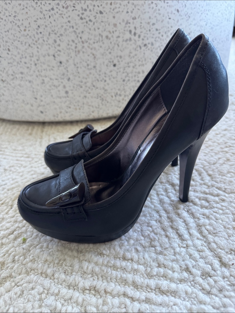 Black Brown Platform loafer High Heel Pumps